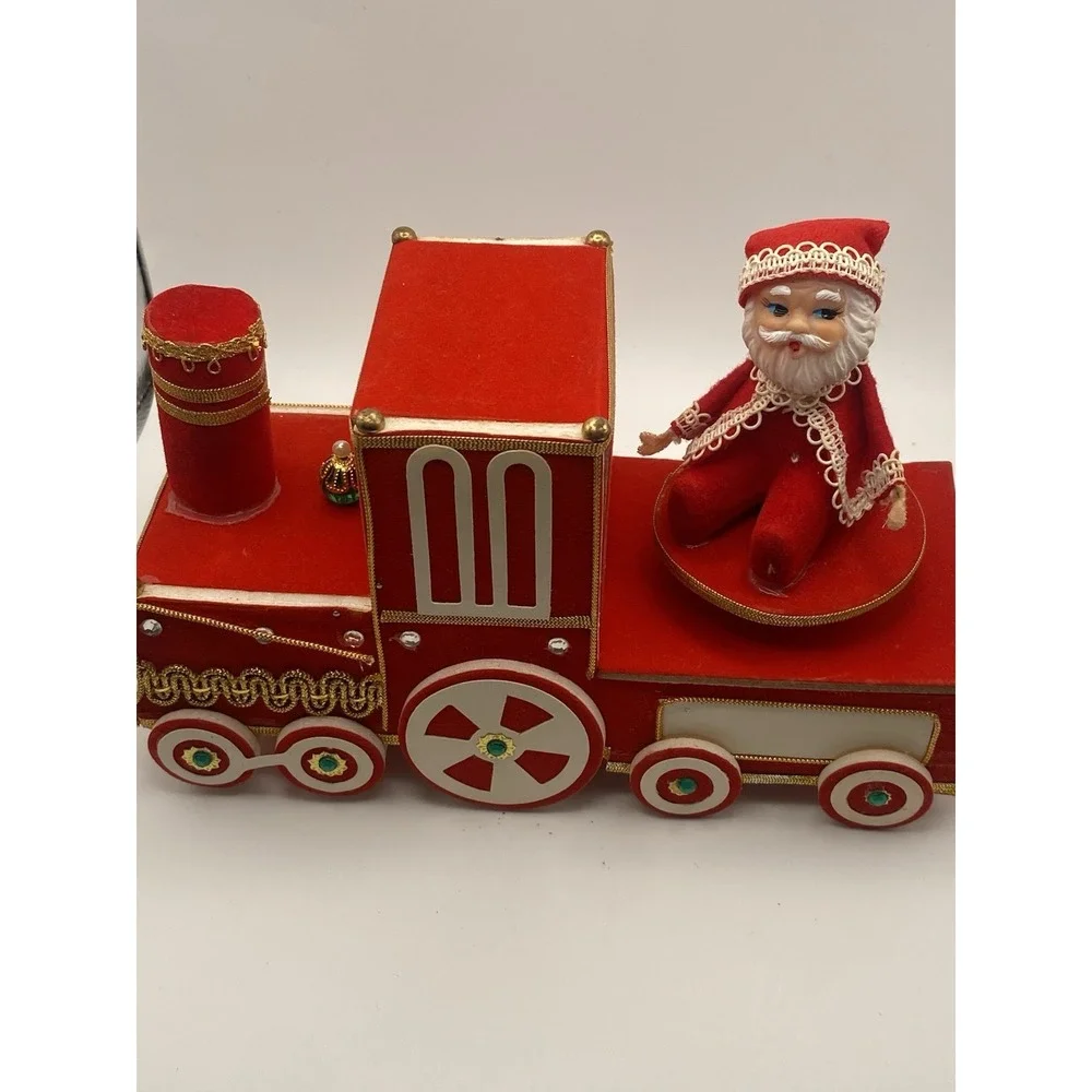 Vtg 1950S Mcm Santa Claus Made In Japan Locomotive Train Music Box Rare Orig Box